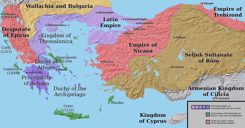 Mapa del imperio latino