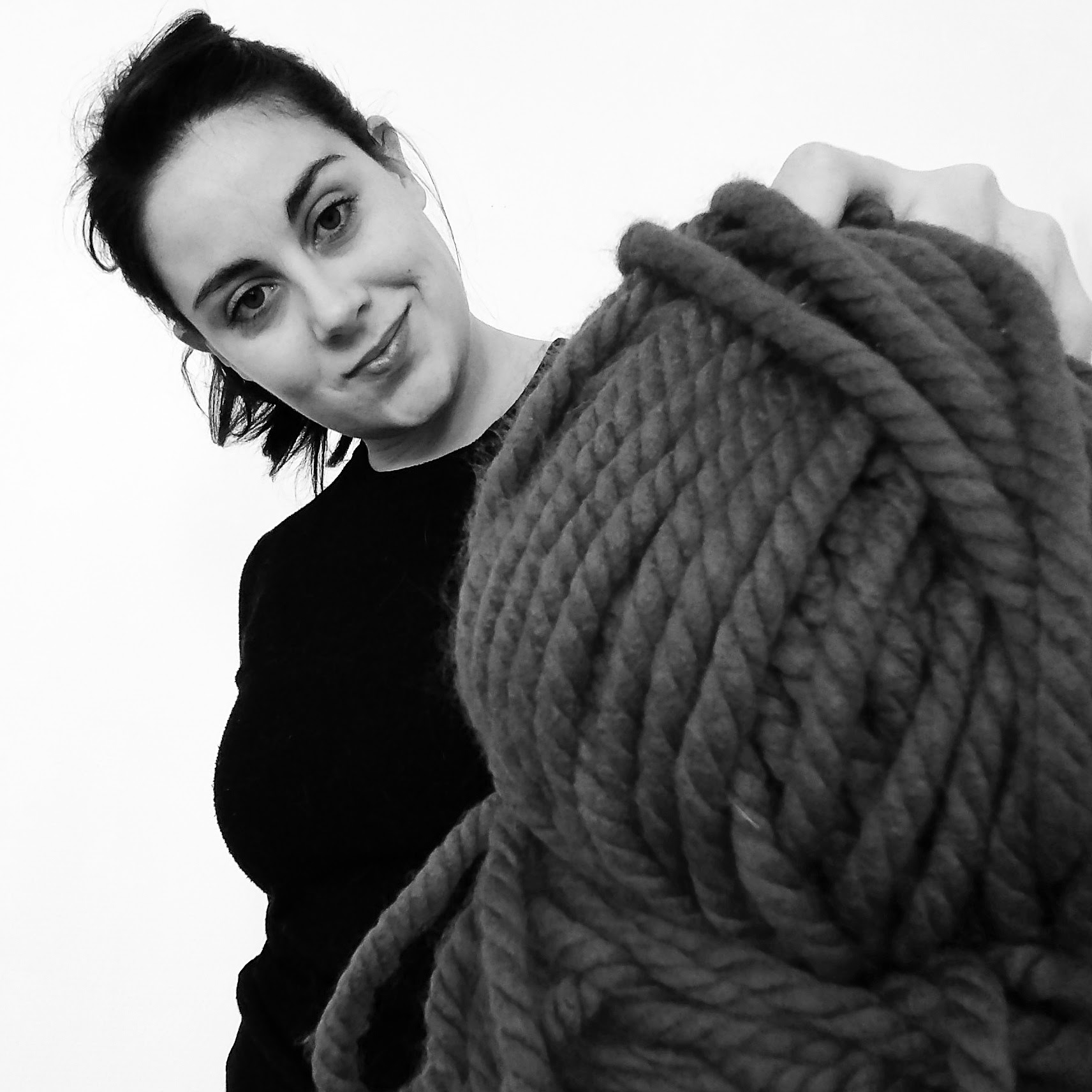 big ball of yarn portrait of a girl